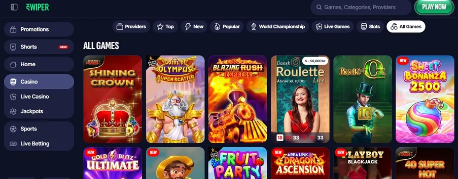 Explorează lobby-ul jocurilor casino.